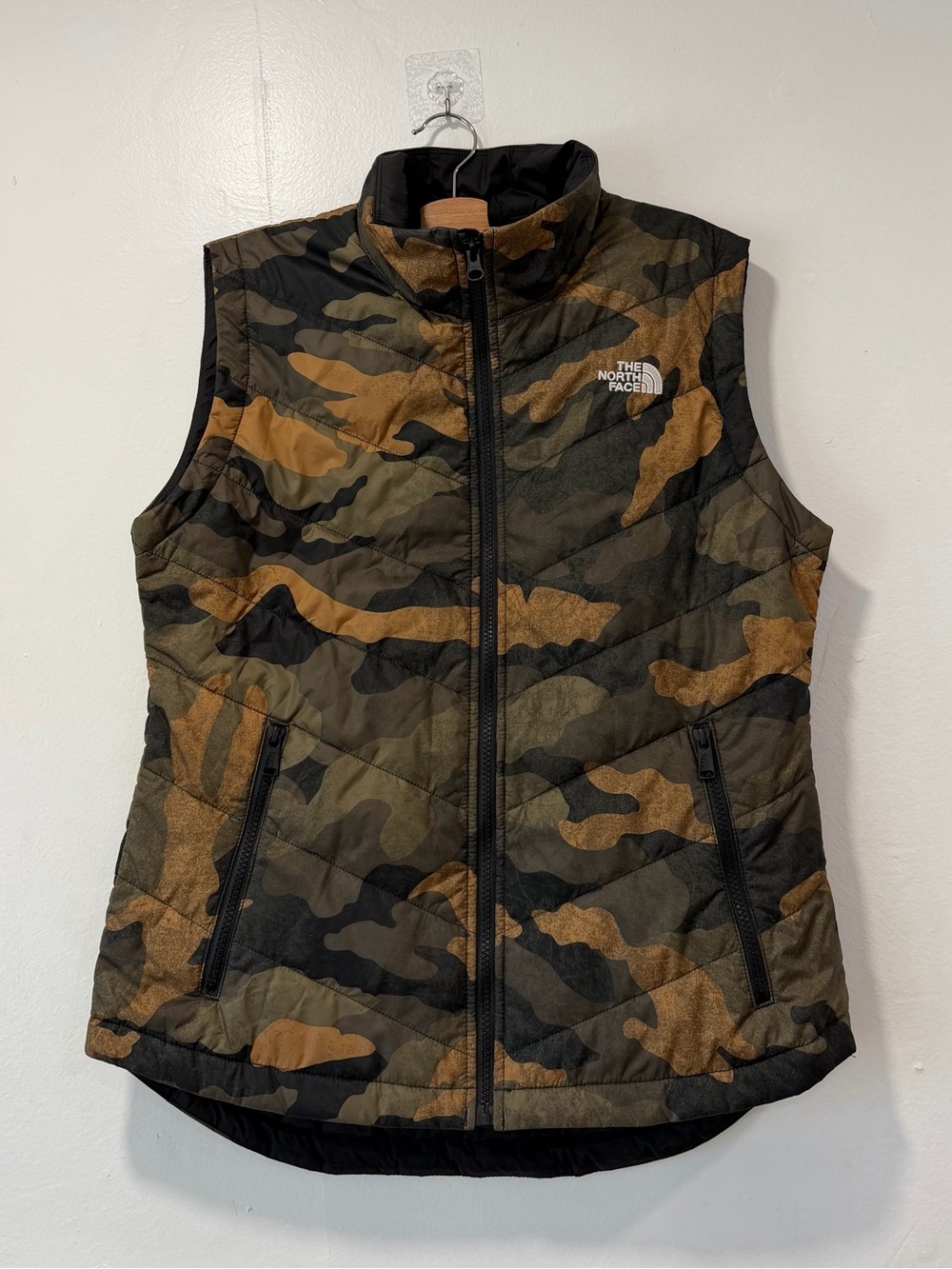 North Face Women's Tamburello Vest Burnt Olive Green Waxed Camo